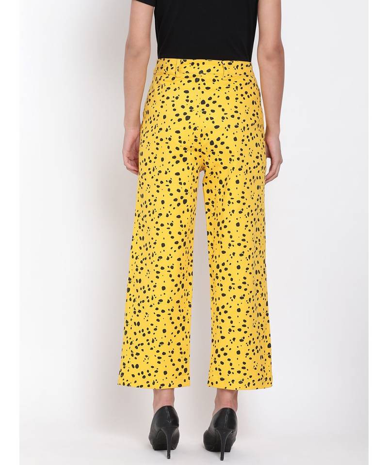 Yellow Printed Ankle Length Pants