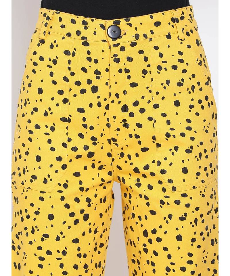 Yellow Printed Ankle Length Pants