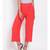 Red Ankle Length Linen Blen Pants