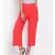Red Ankle Length Linen Blen Pants