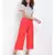 Red Ankle Length Linen Blen Pants