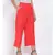 Red Ankle Length Linen Blen Pants