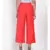 Red Ankle Length Linen Blen Pants
