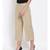 Beige Ankle Length Linen Blend Pants