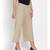 Beige Ankle Length Linen Blend Pants
