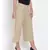 Beige Ankle Length Linen Blend Pants