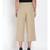 Beige Ankle Length Linen Blend Pants