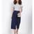 Navy Ankle Length Linen Blend Pants