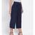 Navy Ankle Length Linen Blend Pants