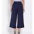 Navy Ankle Length Linen Blend Pants