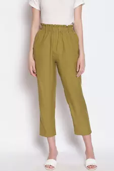 Seaweed Cropped Women's Paperbag Pants
