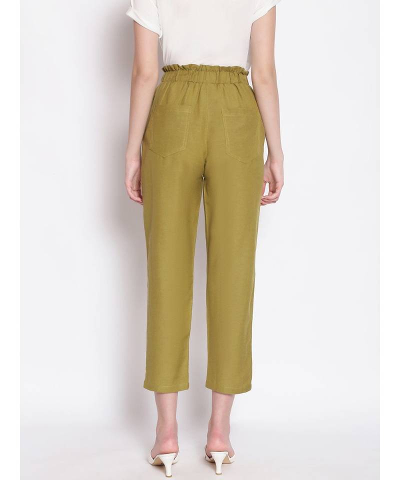 Seaweed Cropped Women's Paperbag Pants