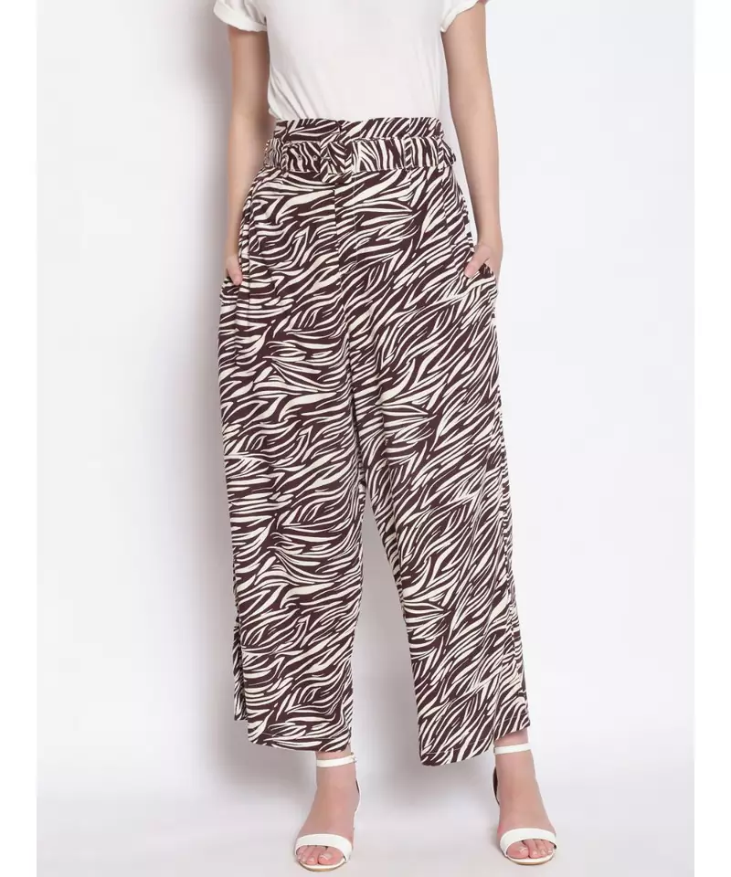 Zebra Women High Rise Print Pants