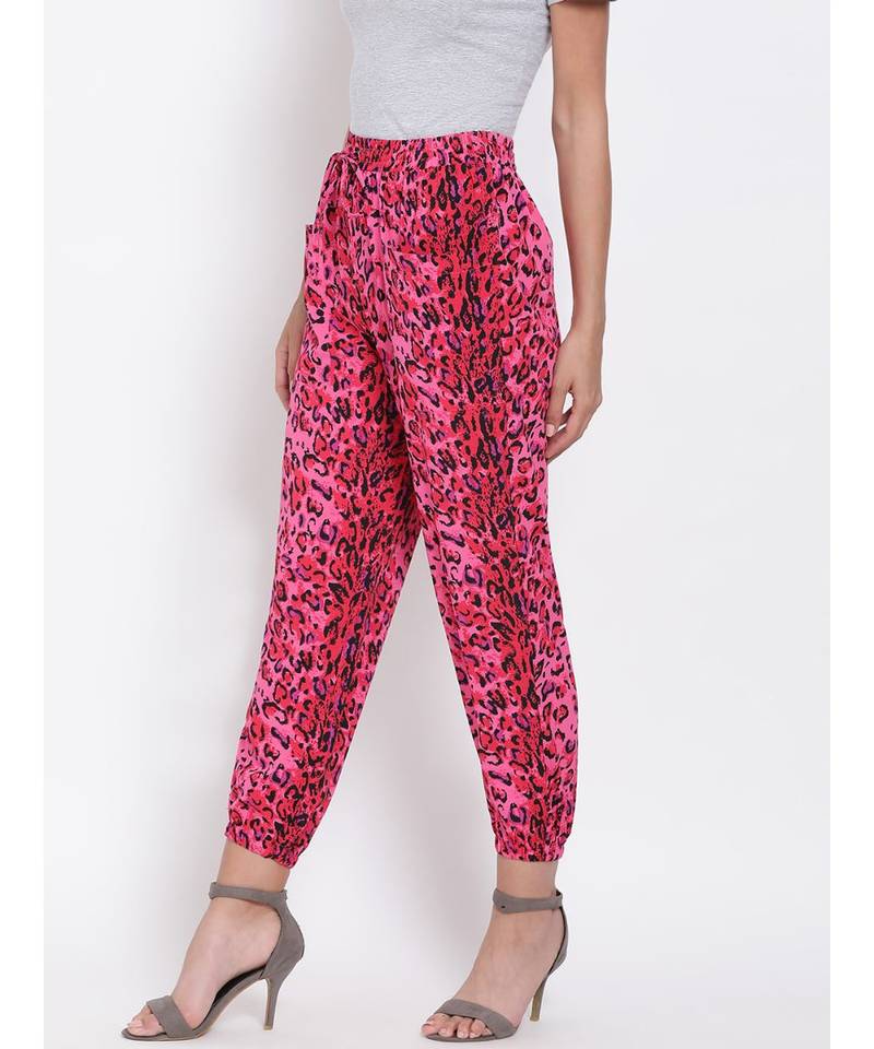 Fuschia Pink Animal Print Pants
