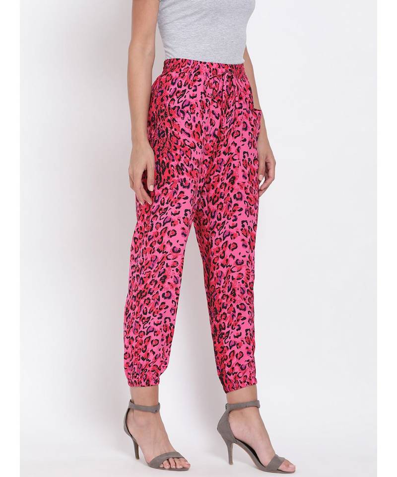 Fuschia Pink Animal Print Pants