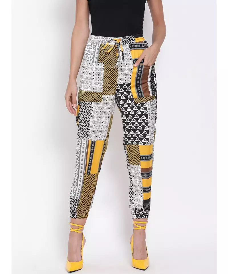 Multicoloured Abstract Print Pants
