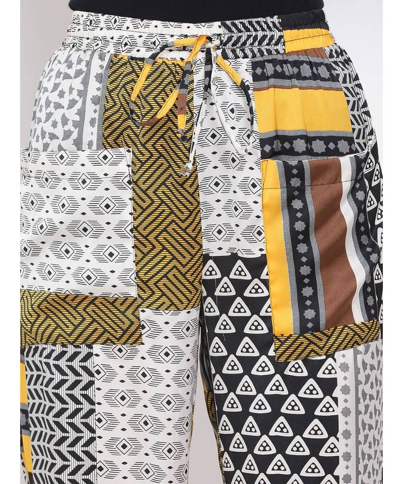 Multicoloured Abstract Print Pants