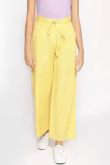 Light Yellow Linen Blend Solid Pants