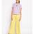 Light Yellow Linen Blend Solid Pants