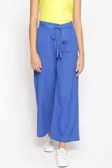 Cobalt Blue Linen Blend Solid Pants