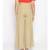 Beige Linen Blend Solid Pants