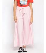 Baby Pink Solid Wrap Linen Blend Pants