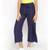 Navy Solid Wrap Linen Blend Pants