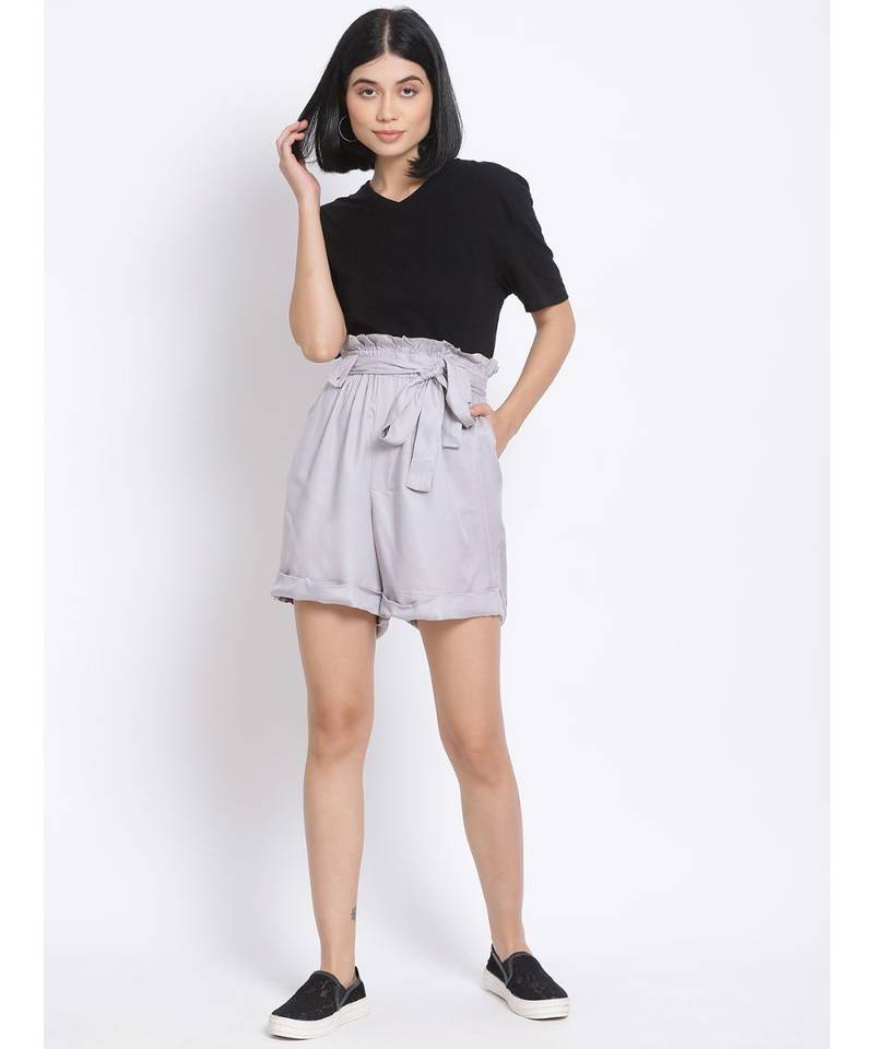 Smoke Grey Paperbag Women's Shorts