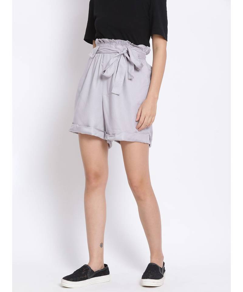 Smoke Grey Paperbag Women's Shorts