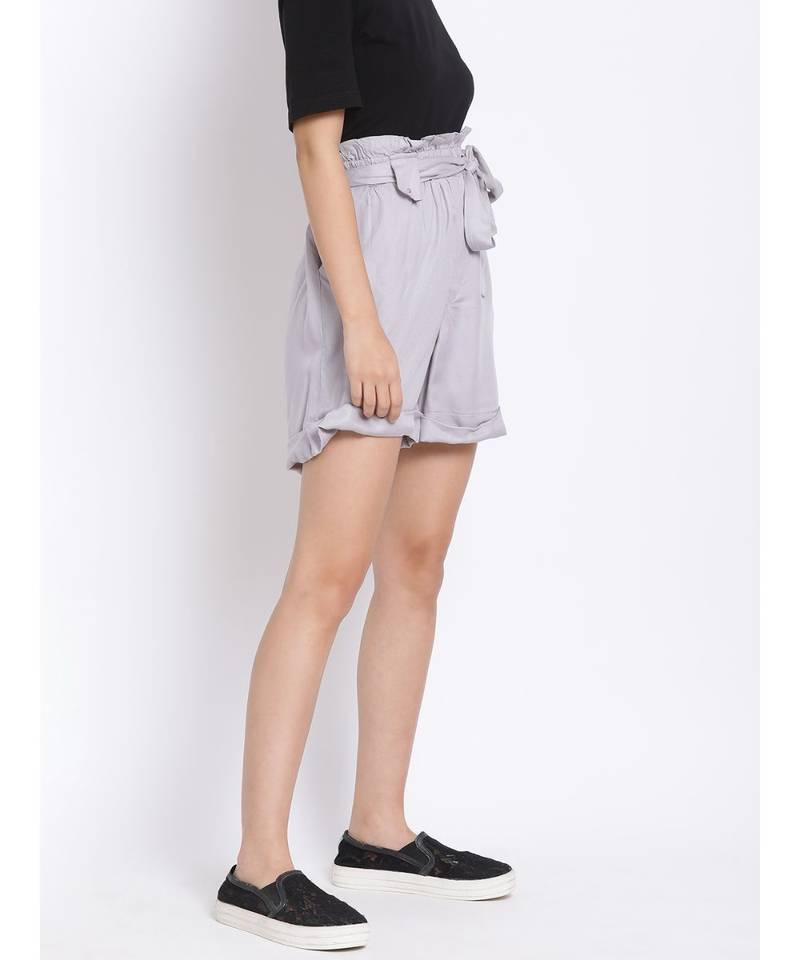 Smoke Grey Paperbag Women's Shorts