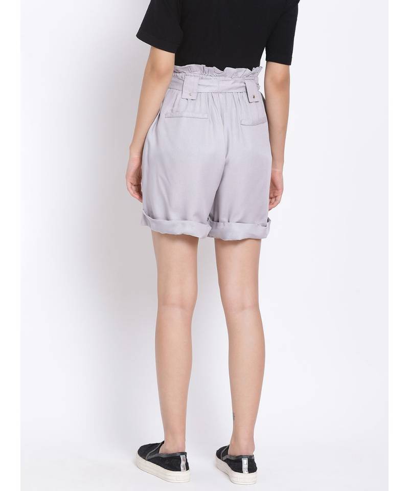 Smoke Grey Paperbag Women's Shorts