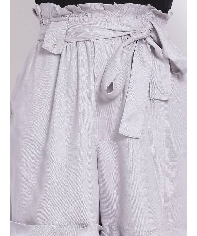 Smoke Grey Paperbag Women's Shorts