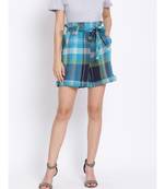 Blue Checkered Paperbag Women's Shorts