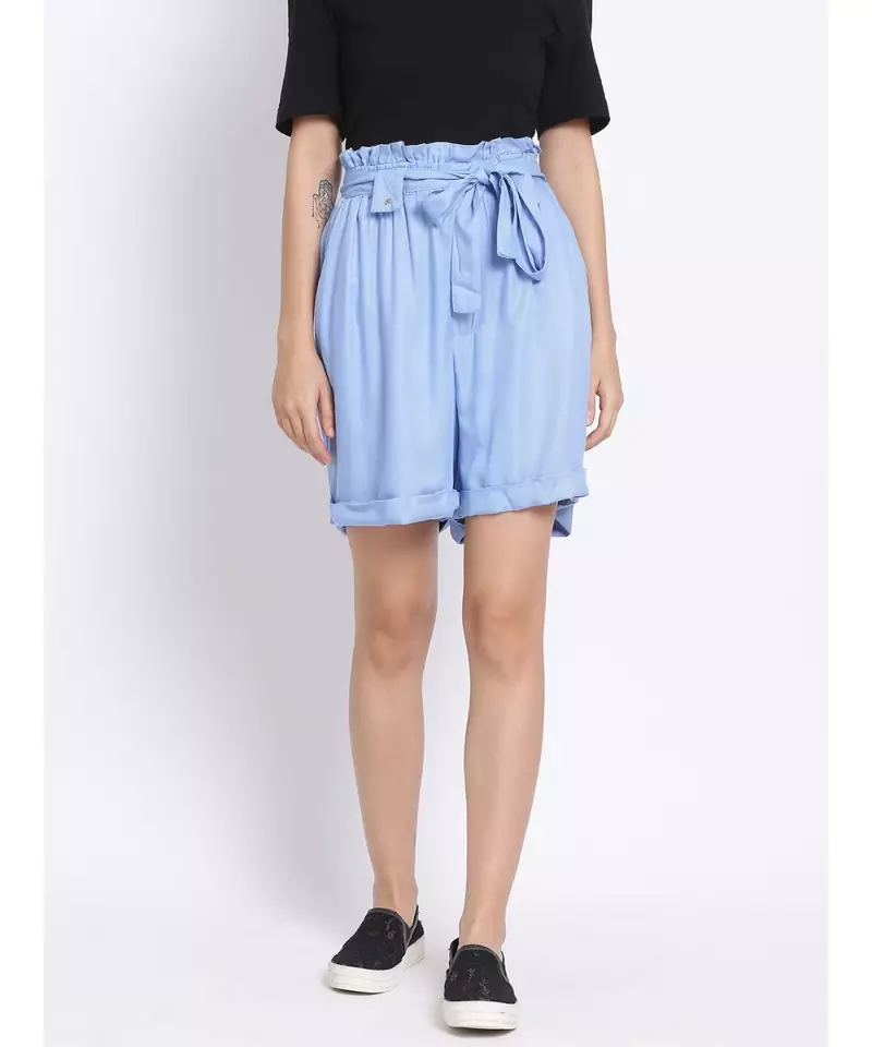 Light Blue Paperbag Women's Shorts