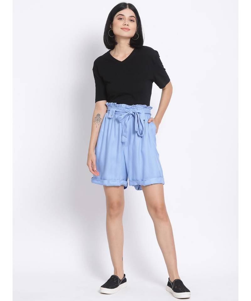 Light Blue Paperbag Women's Shorts