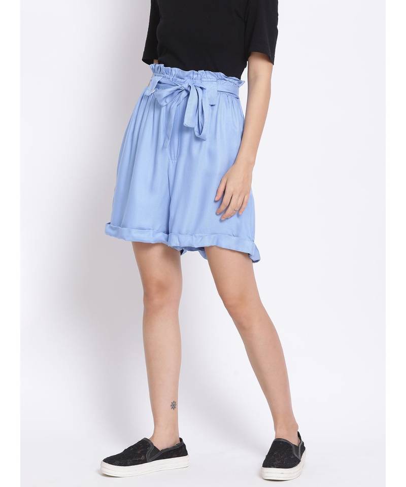 Light Blue Paperbag Women's Shorts