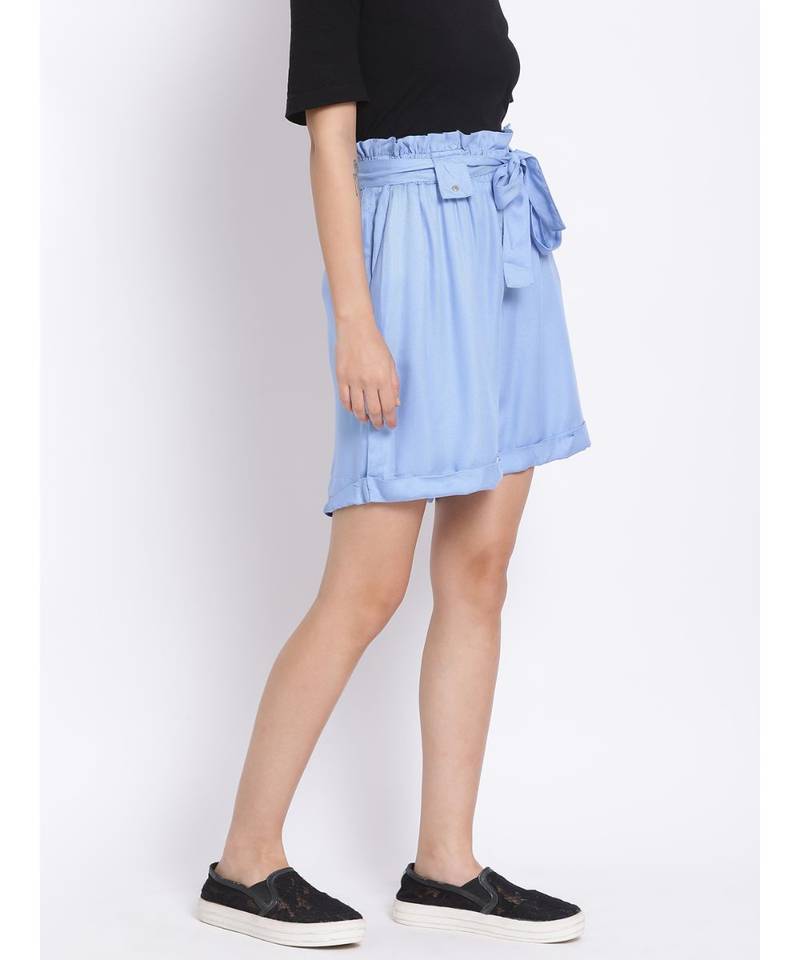 Light Blue Paperbag Women's Shorts