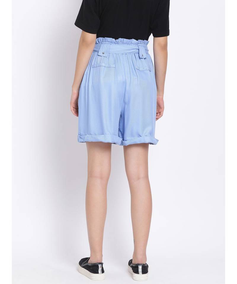 Light Blue Paperbag Women's Shorts