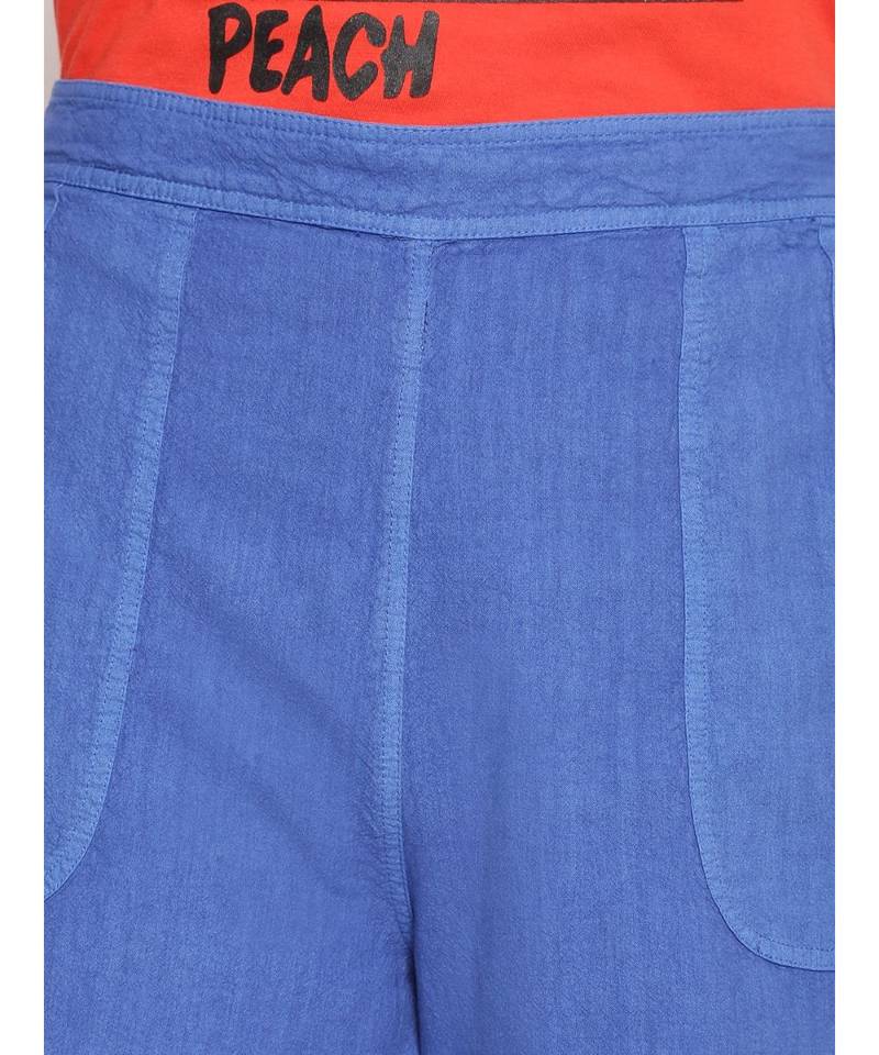 Cotton Washed Shorts  in Cobalt Blue