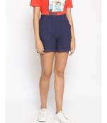 Cotton Washed Shorts  in Navy