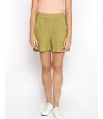 Cotton Washed Shorts  in Olive Green
