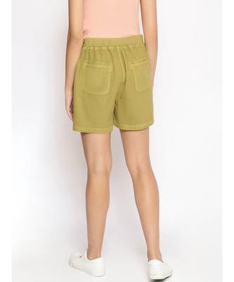 Cotton Washed Shorts  in Olive Green 5
