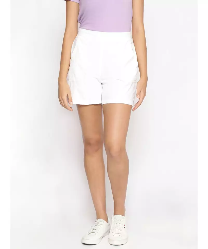 Cotton Washed Shorts  in White