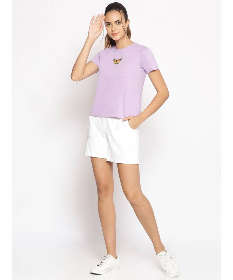 Cotton Washed Shorts  in White