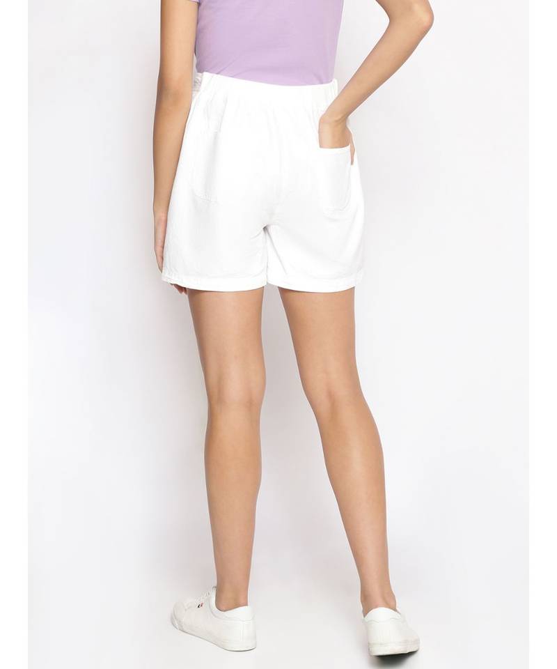 Cotton Washed Shorts  in White