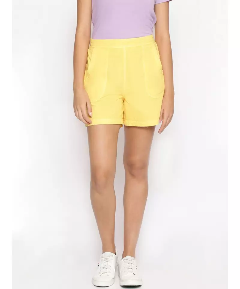 Cotton Washed Shorts  in Yellow