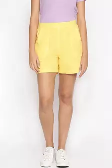 Cotton Washed Shorts  in Yellow