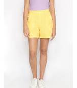 Cotton Washed Shorts  in Yellow