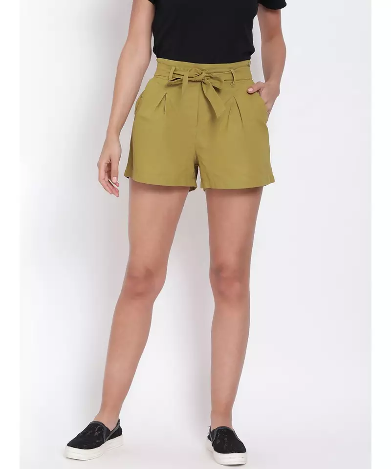 Olive Green Knot Me Up Shorts