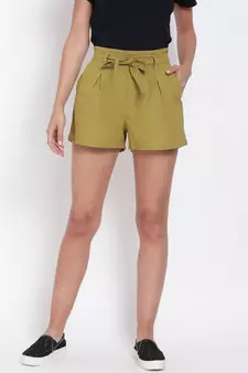 Olive Green Knot Me Up Shorts